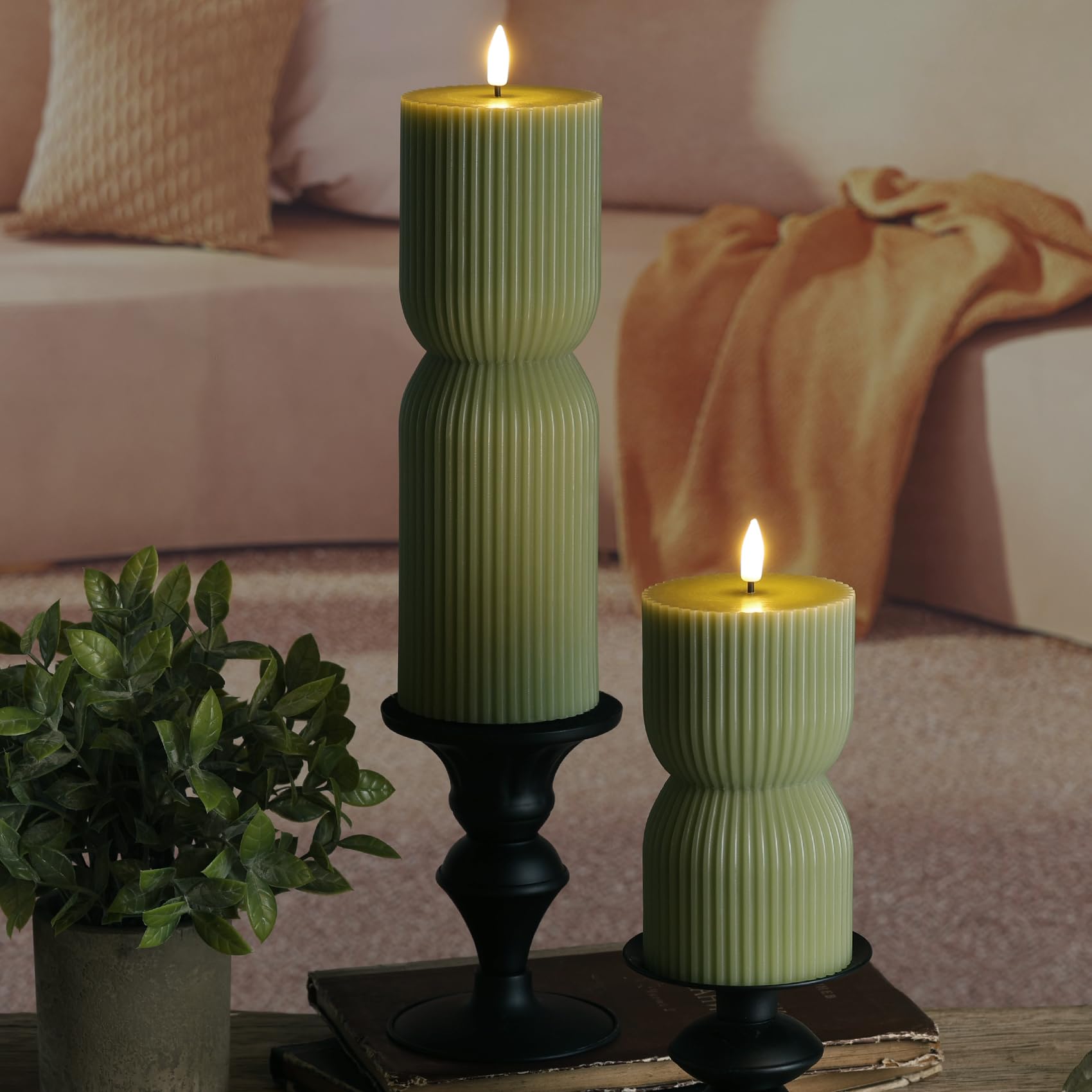Girimax candles placed inside lantern showing flameless safety and decorative versatility benefit