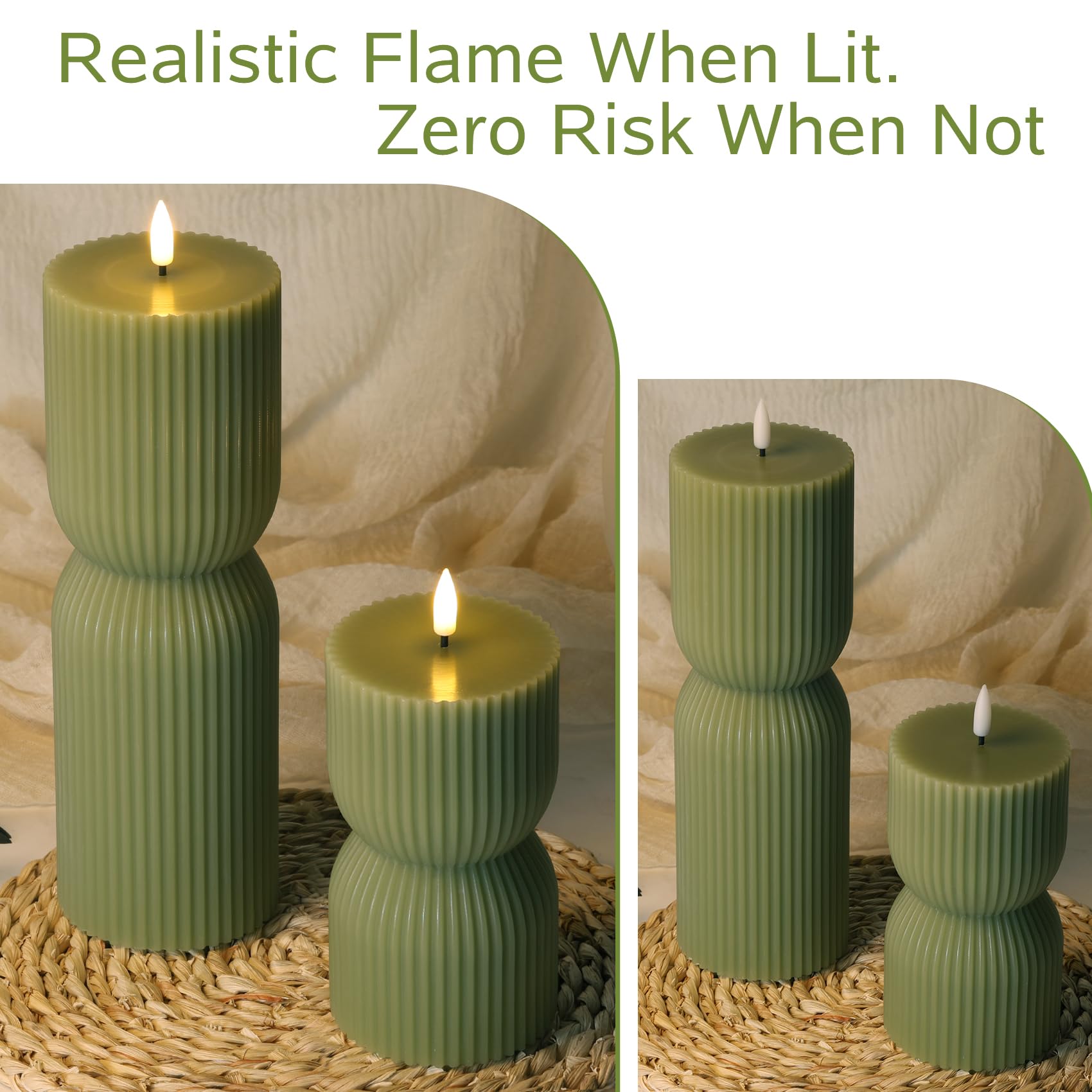 Girimax candles lit on mantel creating warm ambient lighting and decorative mood benefit