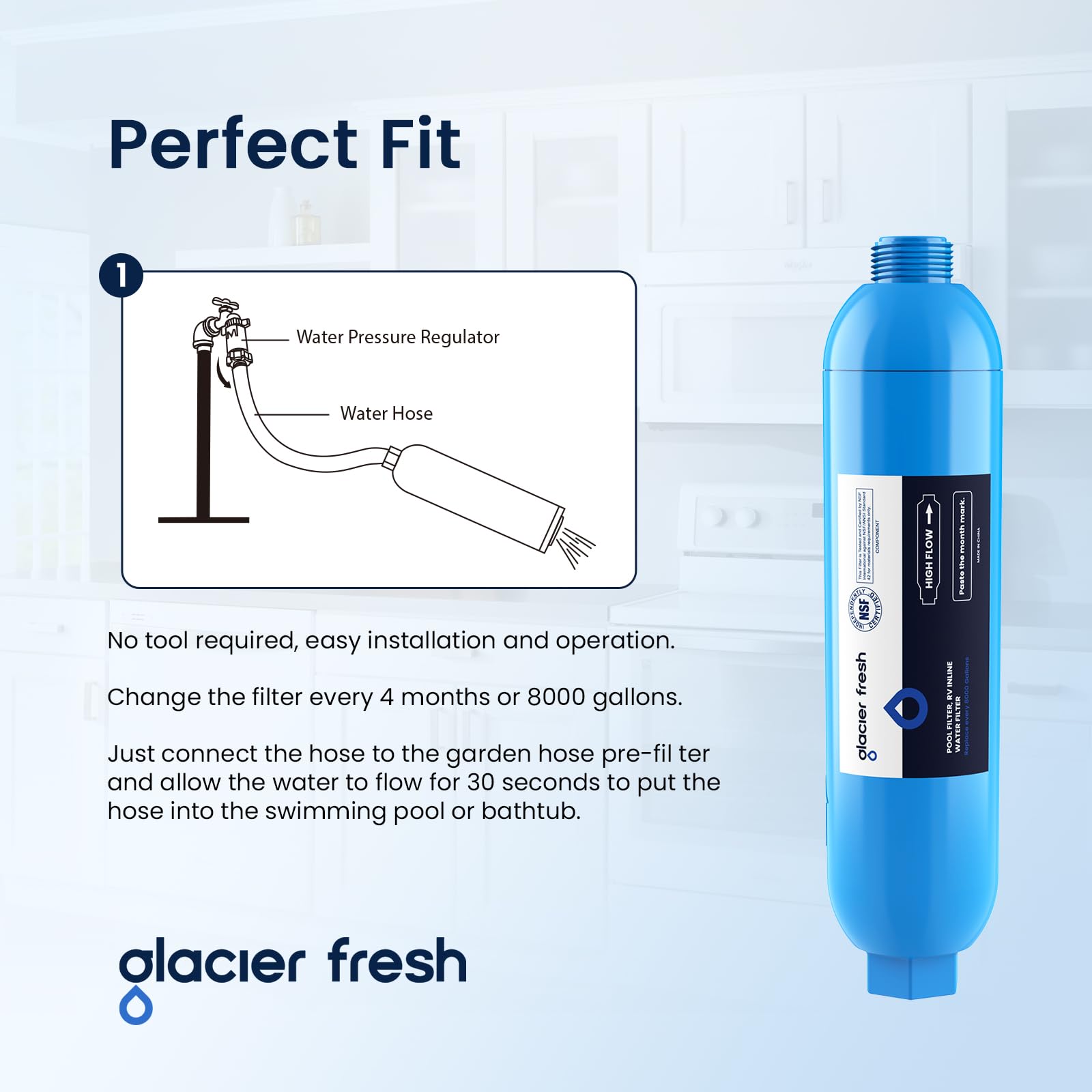 GLACIER FRESH filtro en uso llenando spa inflable para agua más cómoda