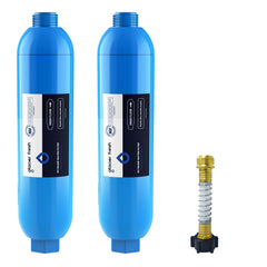 GLACIER FRESH front packaging showing two inline filters and hose protectors, clear identification benefit