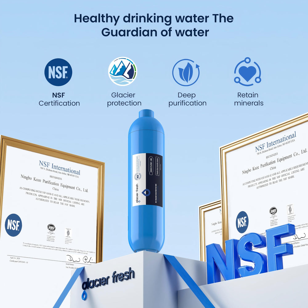 GLACIER FRESH in a camping kitchen setup showing improved water taste and convenient access