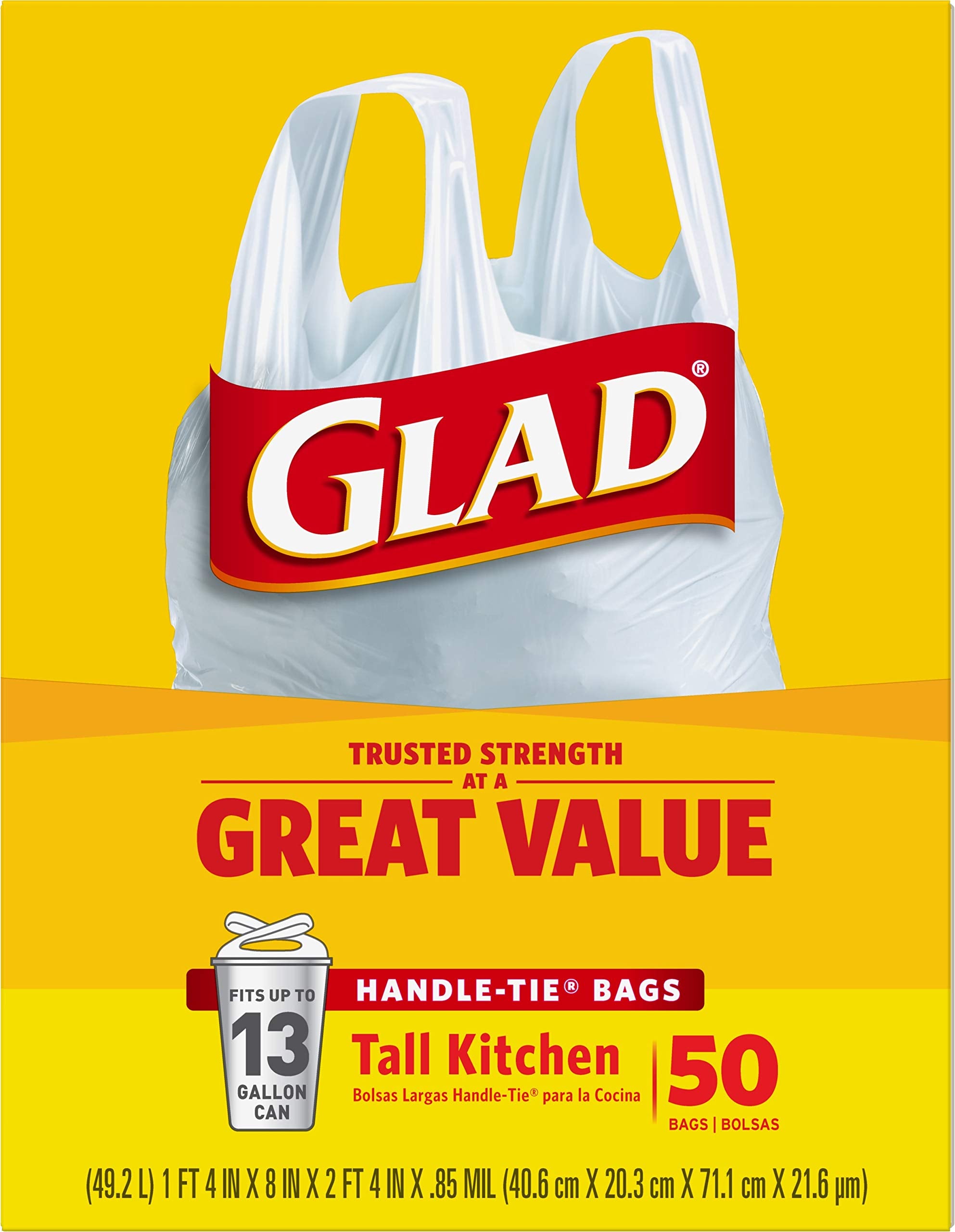 Glad etiqueta que muestra 50 unidades, reposición conveniente