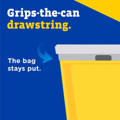 Glad bolsa al lado de cubo de 13 galones, muestra tamaño real