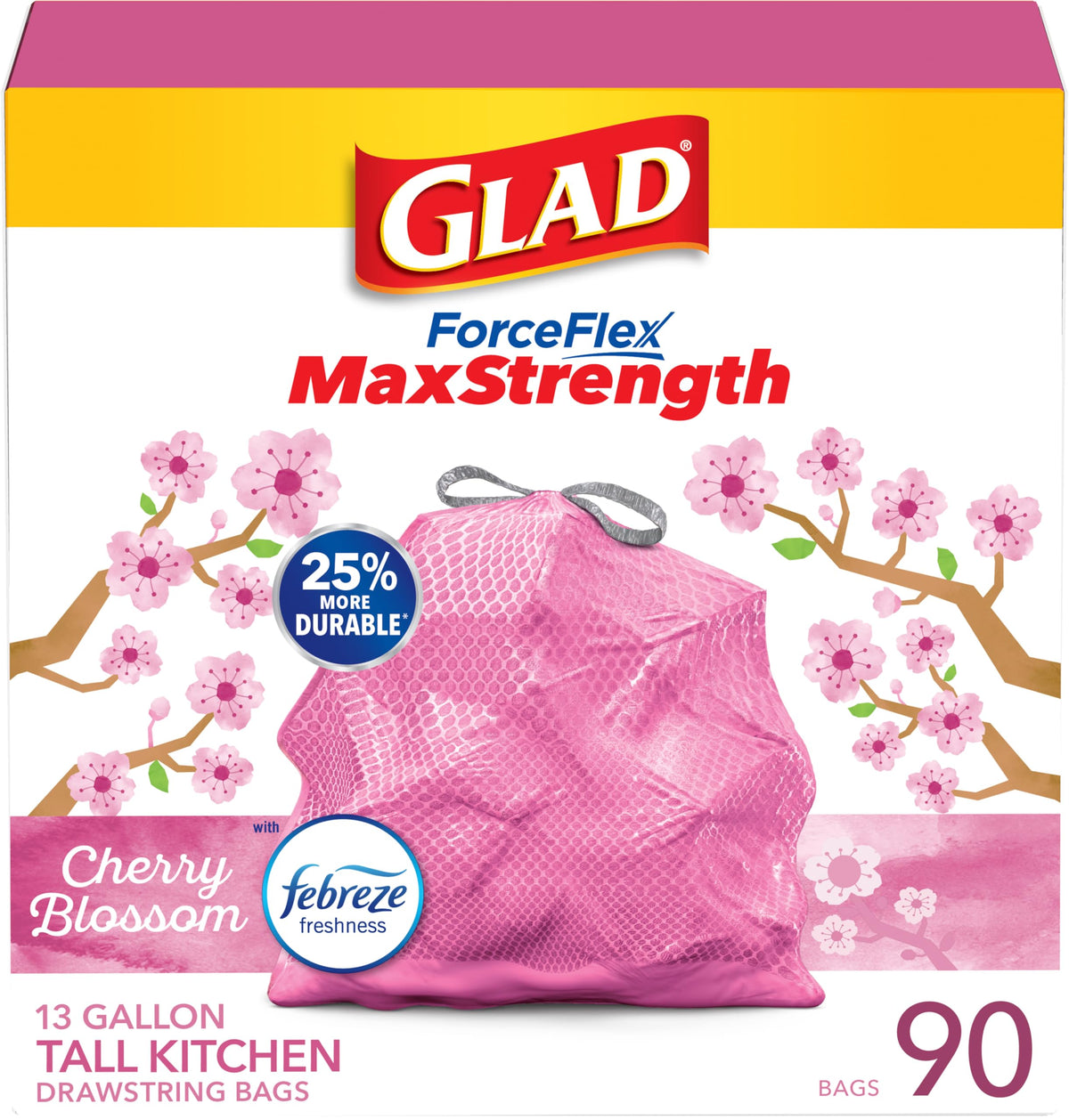 Glad empaque frontal con diseño y aroma a flor de cerezo, comodidad visual