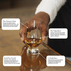 GLENCAIRN close-up of tapered rim enhancing aroma concentration benefit