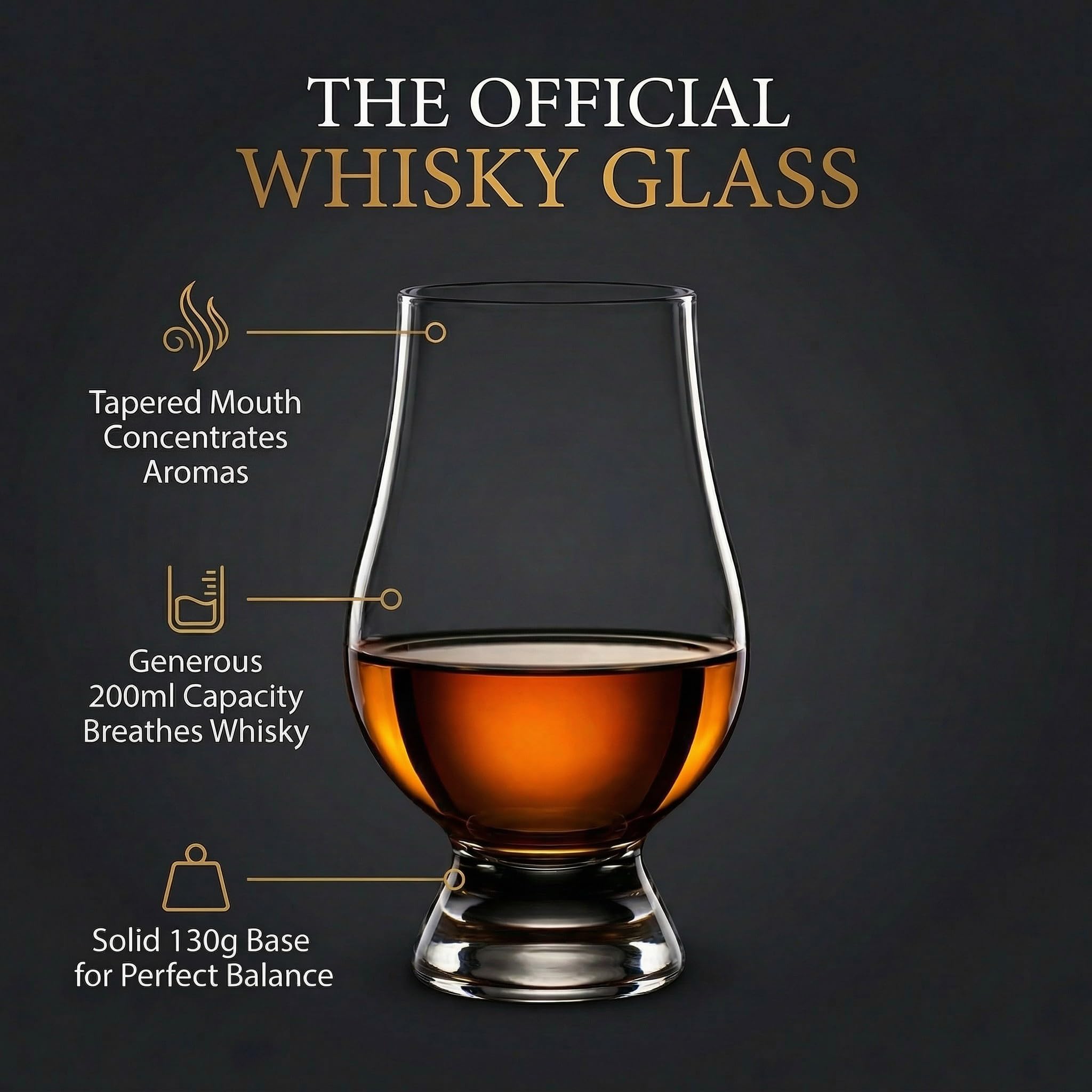 GLENCAIRN with whisky pour demonstrating aroma release and colour clarity