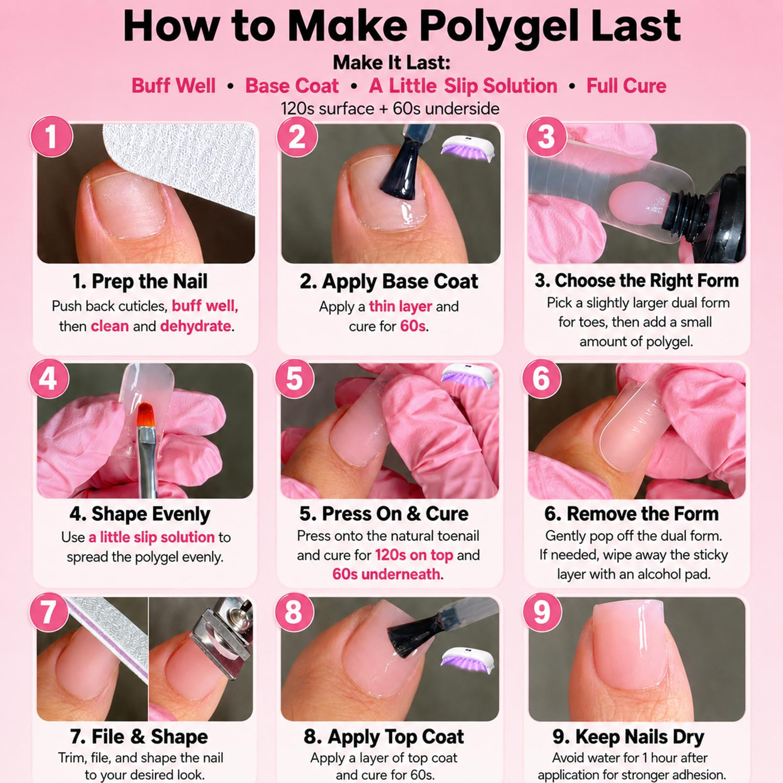 GlimightyX aplicación del polygel en uñas de pie con resultado natural