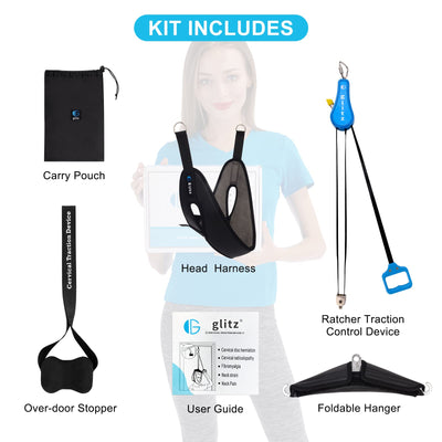 glitz lifestyle office use image showing neck relief during desk breaks for convenience