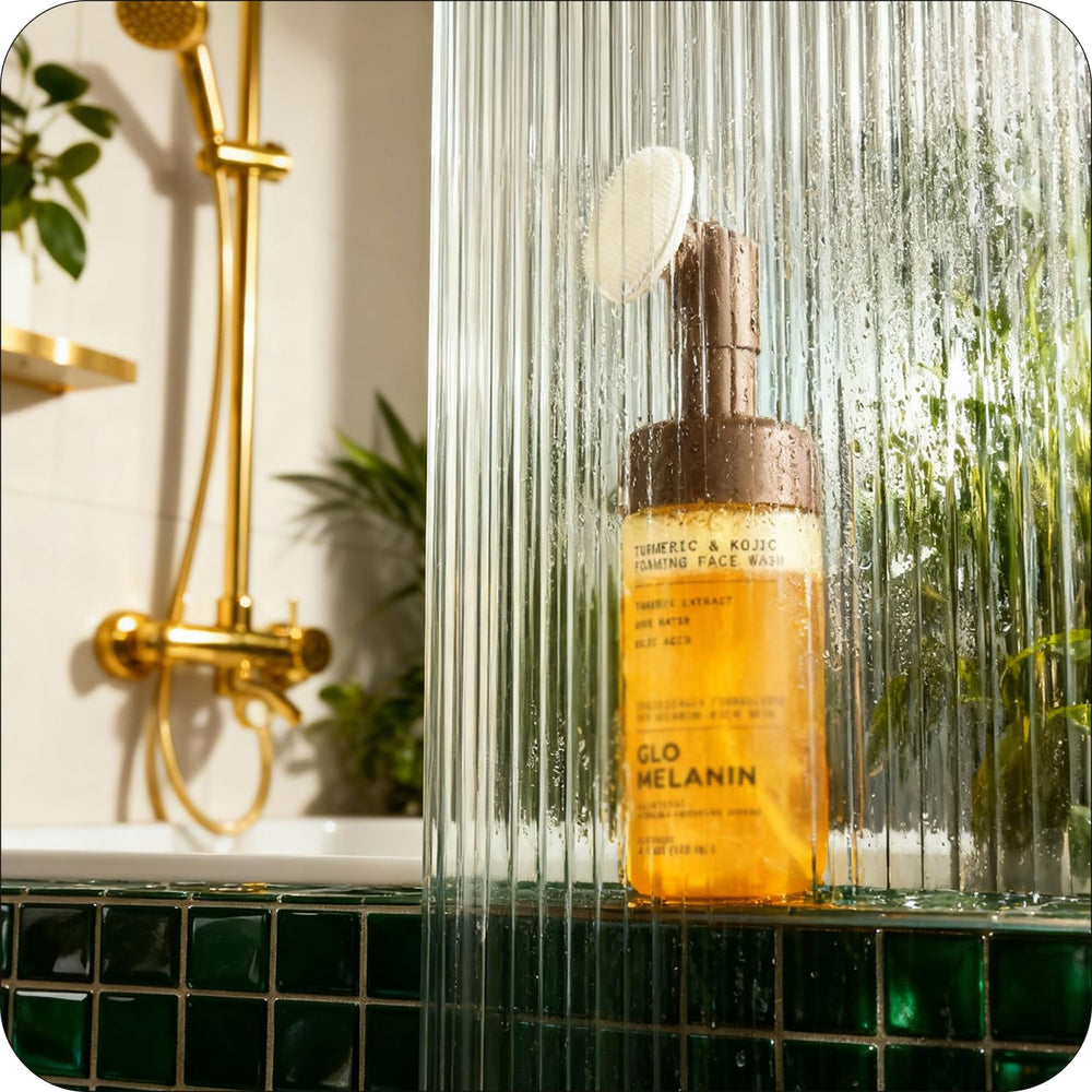 Glo Melanin etiqueta con lista de ingredientes naturales y sin parabenos