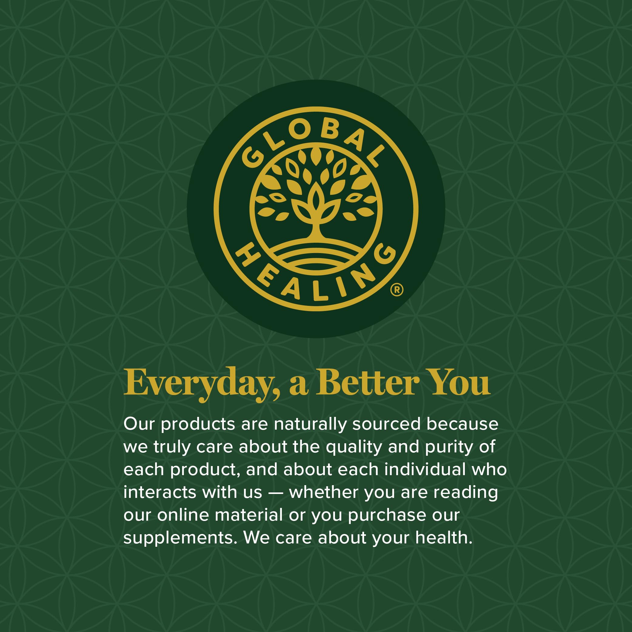 Global Healing Center botella junto a hojas de aloe en ambiente saludable