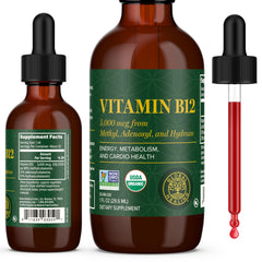 Global Healing Center botella frontal B12 5000mcg mostrando el envase y beneficios