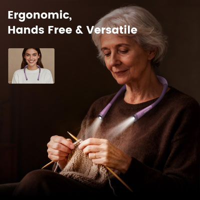 Glocusent worn while reading in bed demonstrating hands-free targeted illumination