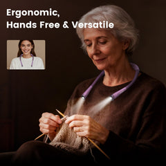 Glocusent worn while reading in bed demonstrating hands-free targeted illumination