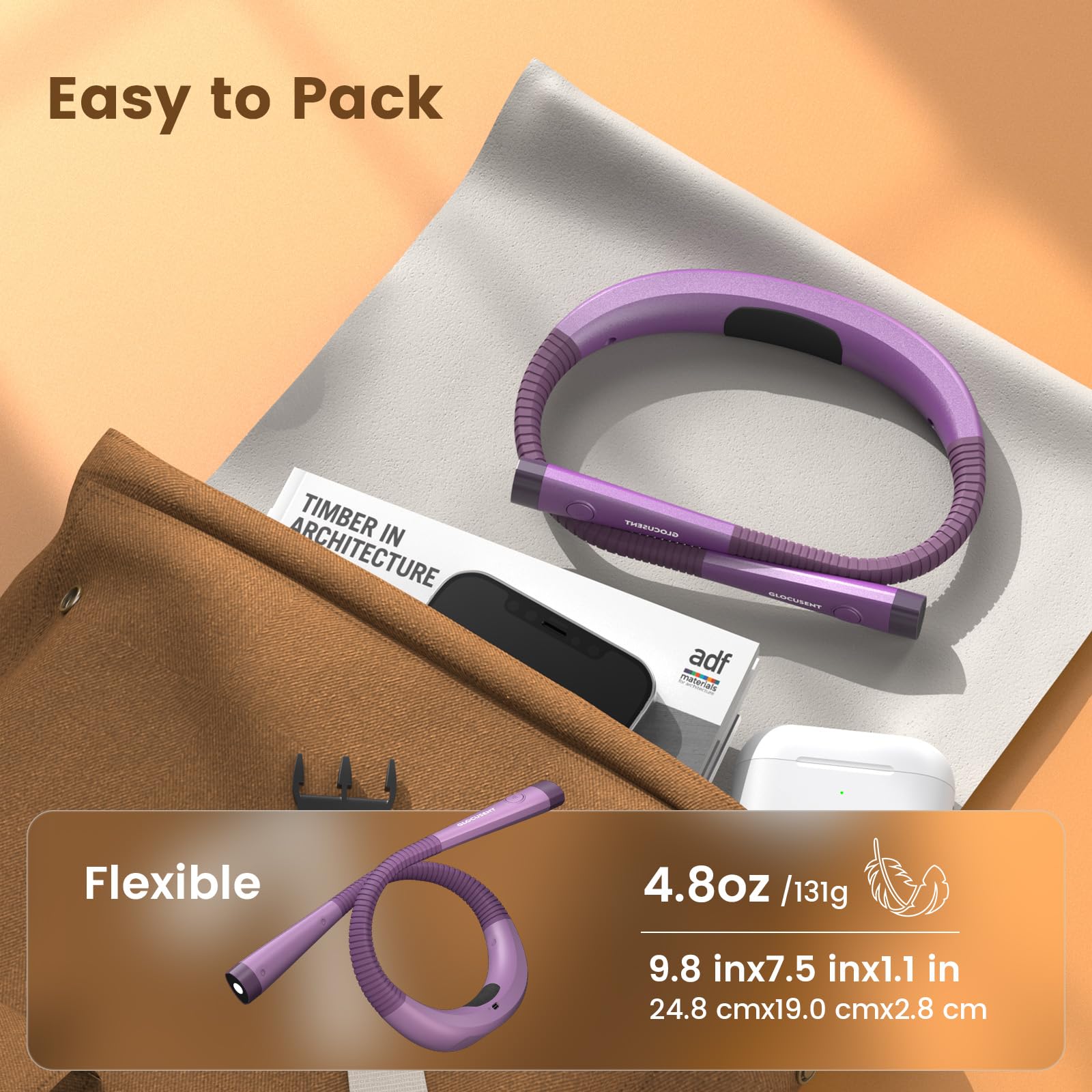 Glocusent USB-C charging port view indicating fast, reversible recharge convenience