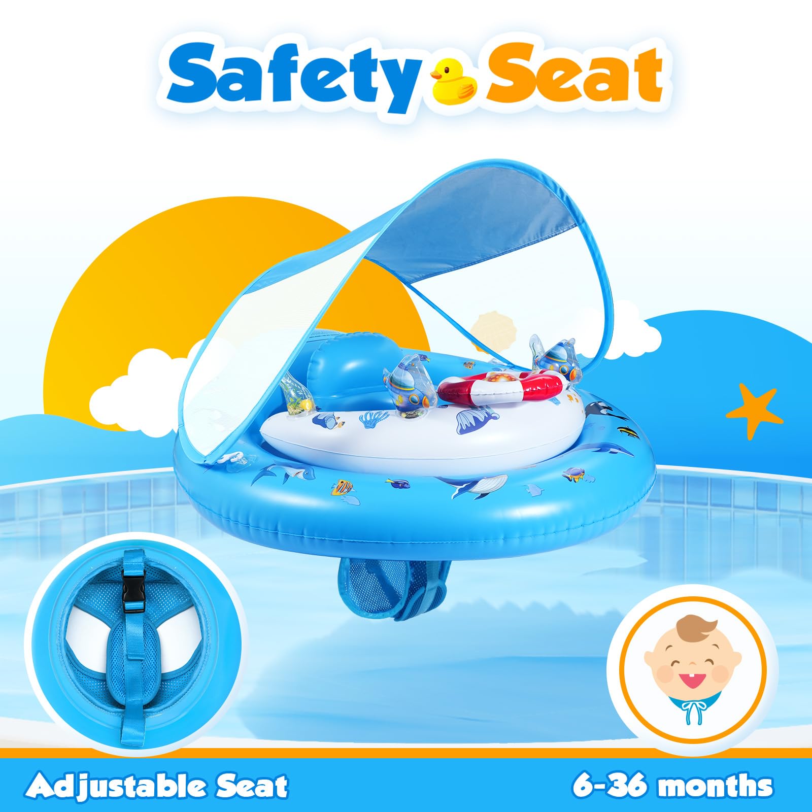 GLOPUS detalle del toldo UPF50+ protegiendo del sol