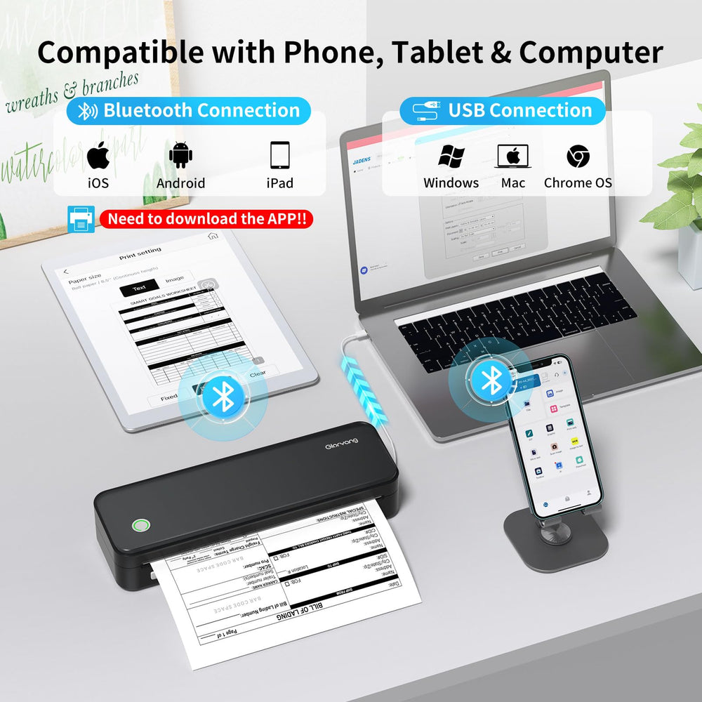 Gloryang primer plano del papel térmico incluido, nitidez y ahorro sin tinta