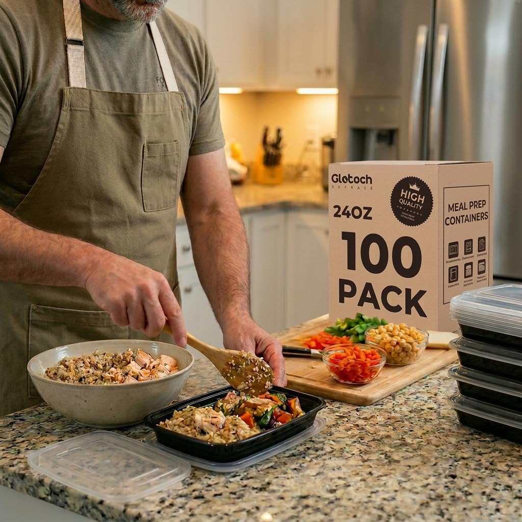 Glotoch caja abierta con contenedores y tapas listos para uso