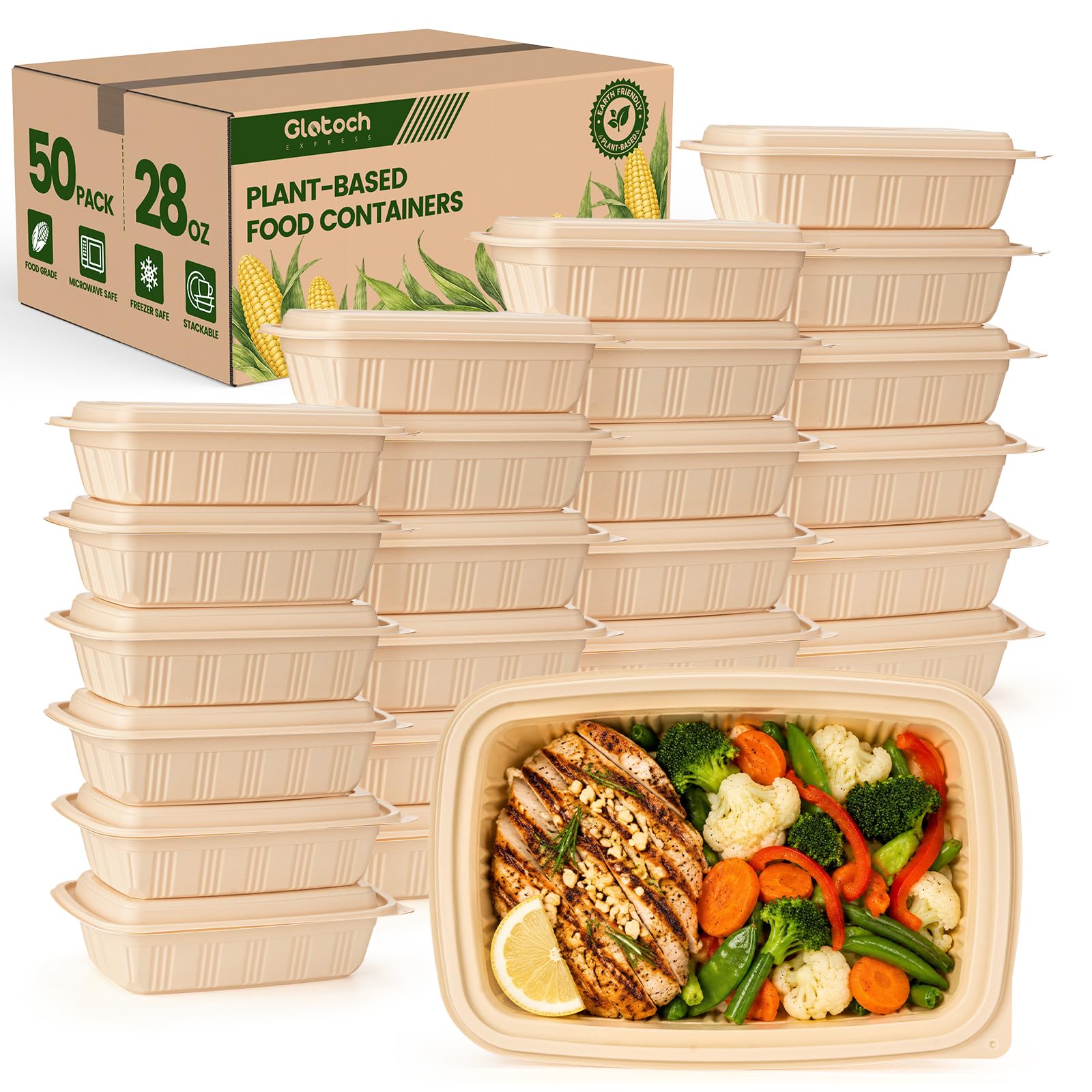Glotoch Express paquete frontal 100 piezas, solución para meal prep sostenible
