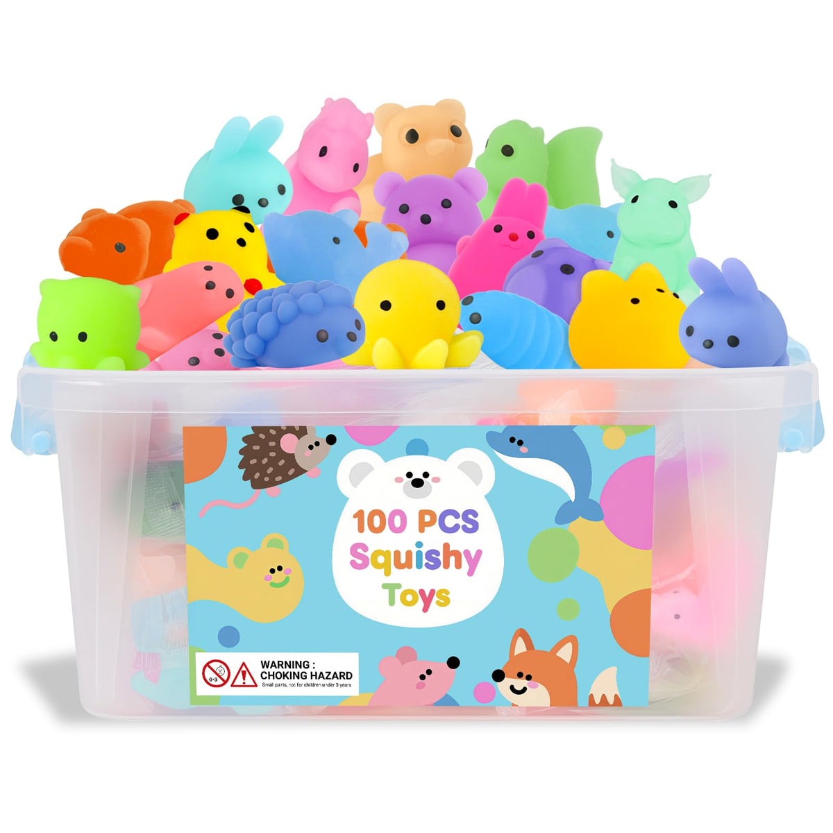 Gluaintdux cubo presentacion con 100 squishies surtidos, fácil transporte