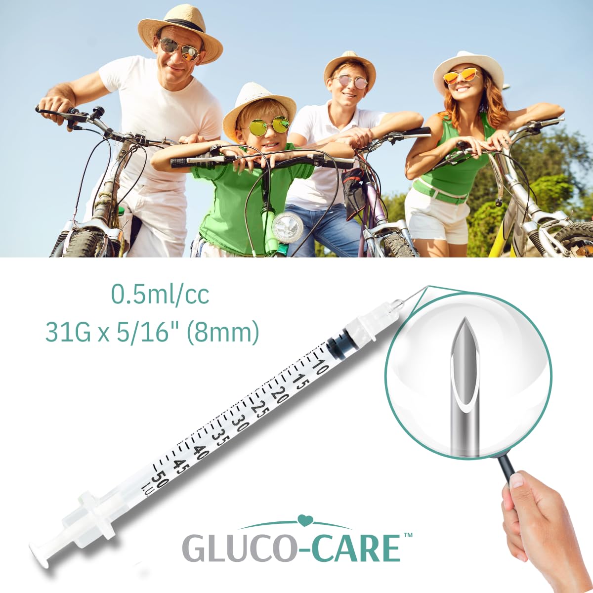 GLUCO-CARE émbolo y plunger liso que facilitan operación con una sola mano