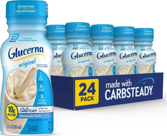 Glucerna frente del envase mostrando diseño y beneficios rápidos