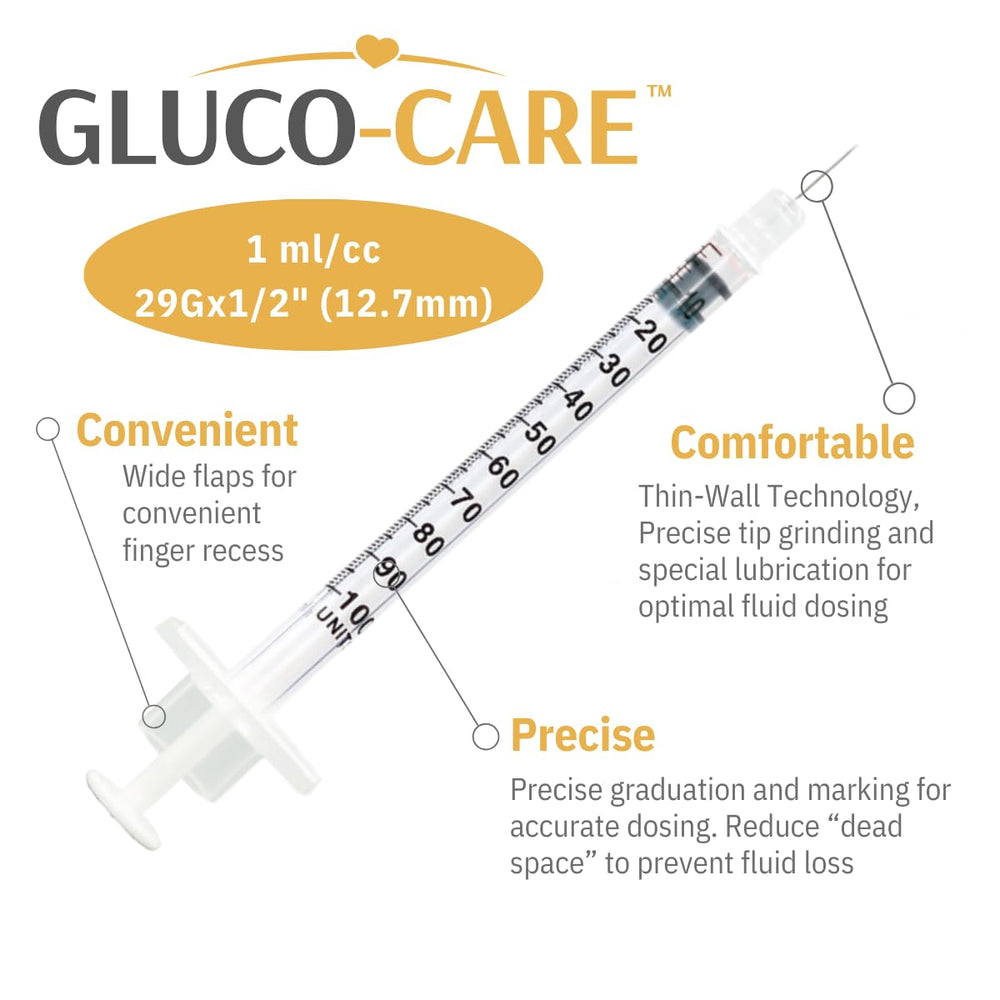 GLUCO-CARE aguja 29G enfocada, diseño fino para aplicaciones delicadas