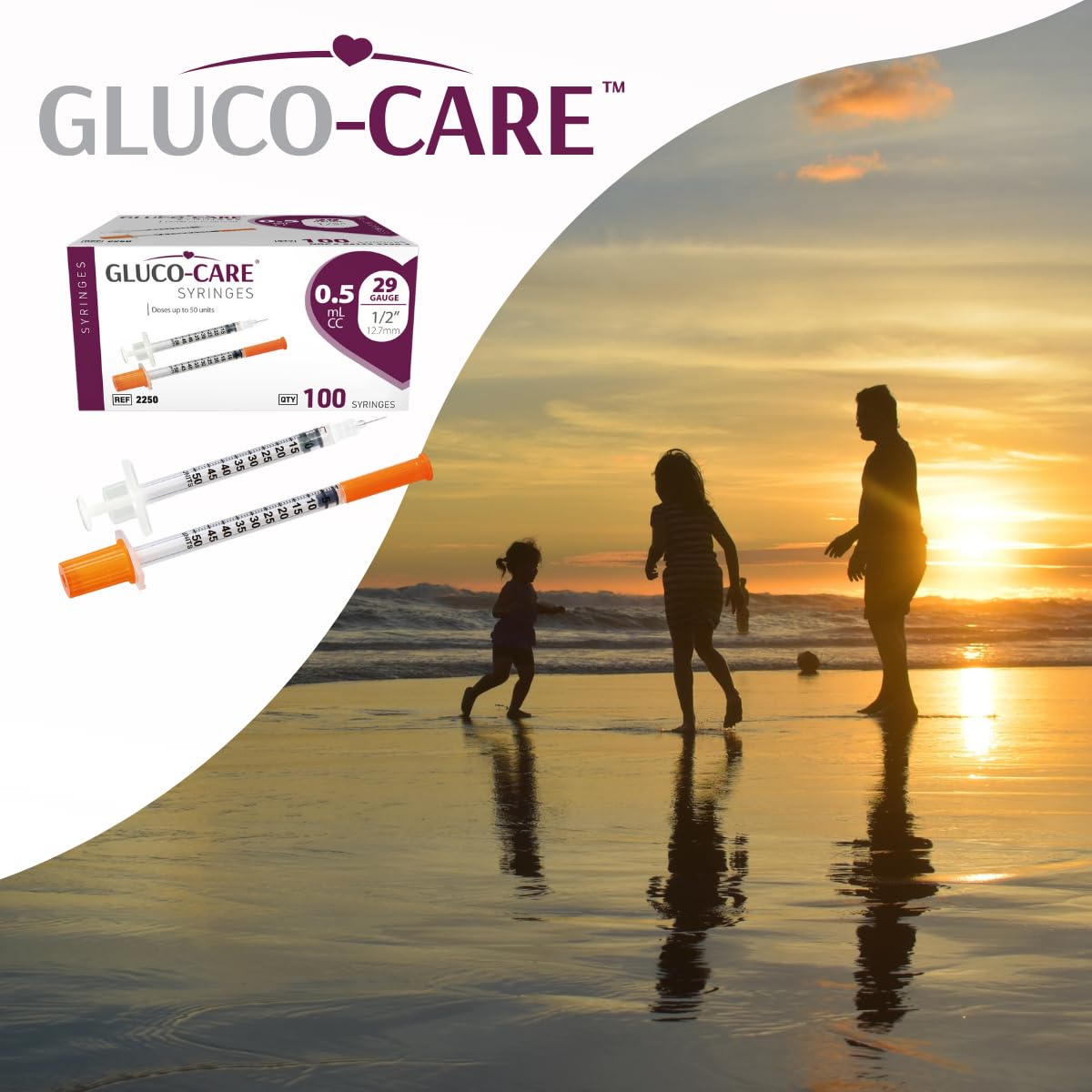 GLUCO-CARE jeringa midiendo reactivo demostrando dosificación consistente