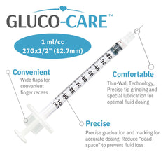 GLUCO-CARE aguja con tapa naranja, protección y limpieza