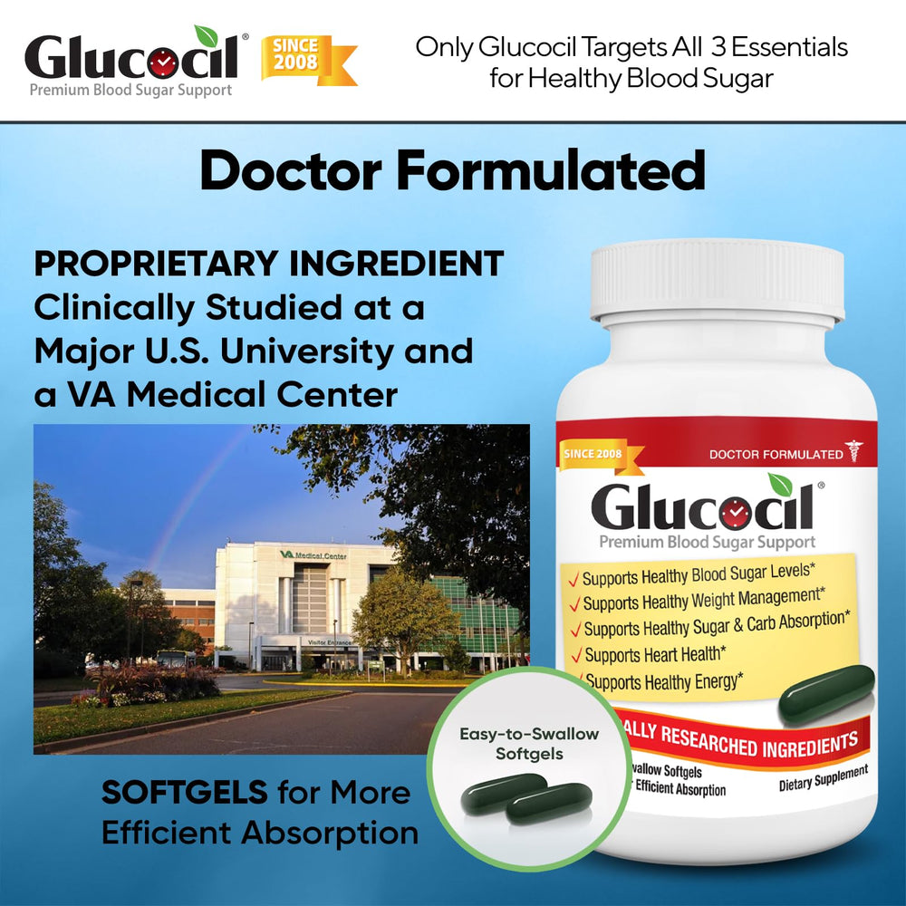 Glucocil escala comparada con una mano para visualizar tamaño de softgel