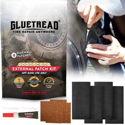 GlueTread paquete frontal mostrando kit completo y portabilidad
