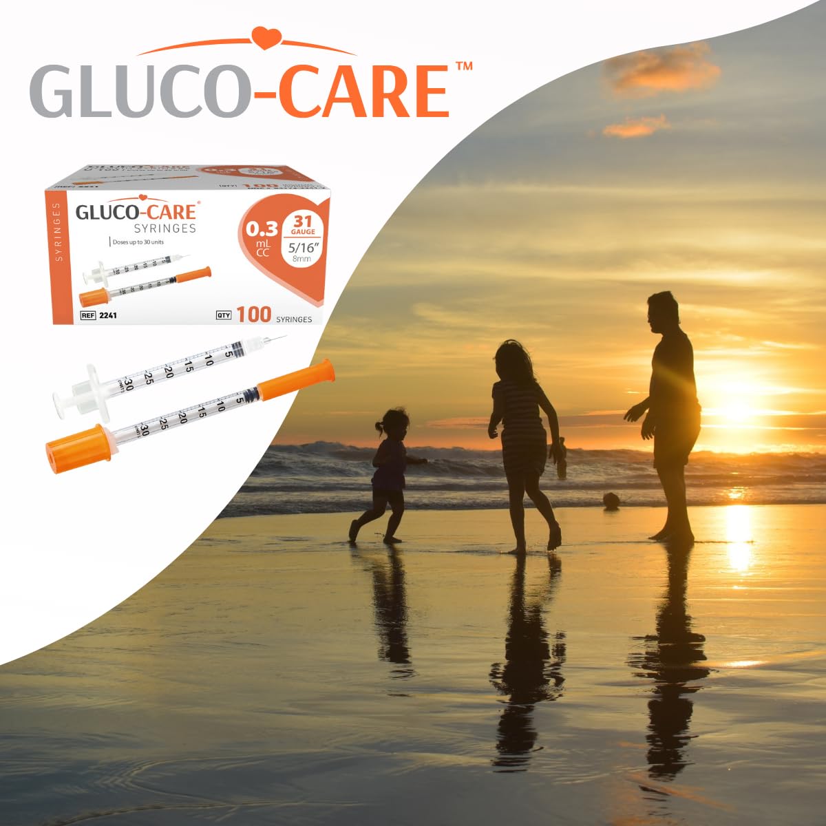 GLUCO-CARE jeringa en banco de laboratorio durante un experimento