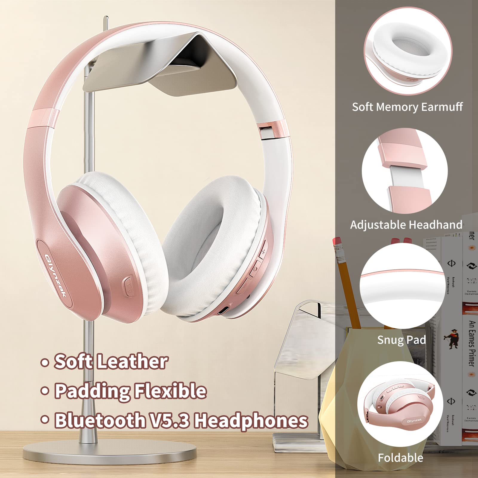 Glynzak auriculares en uso con smartphone para llamadas y música