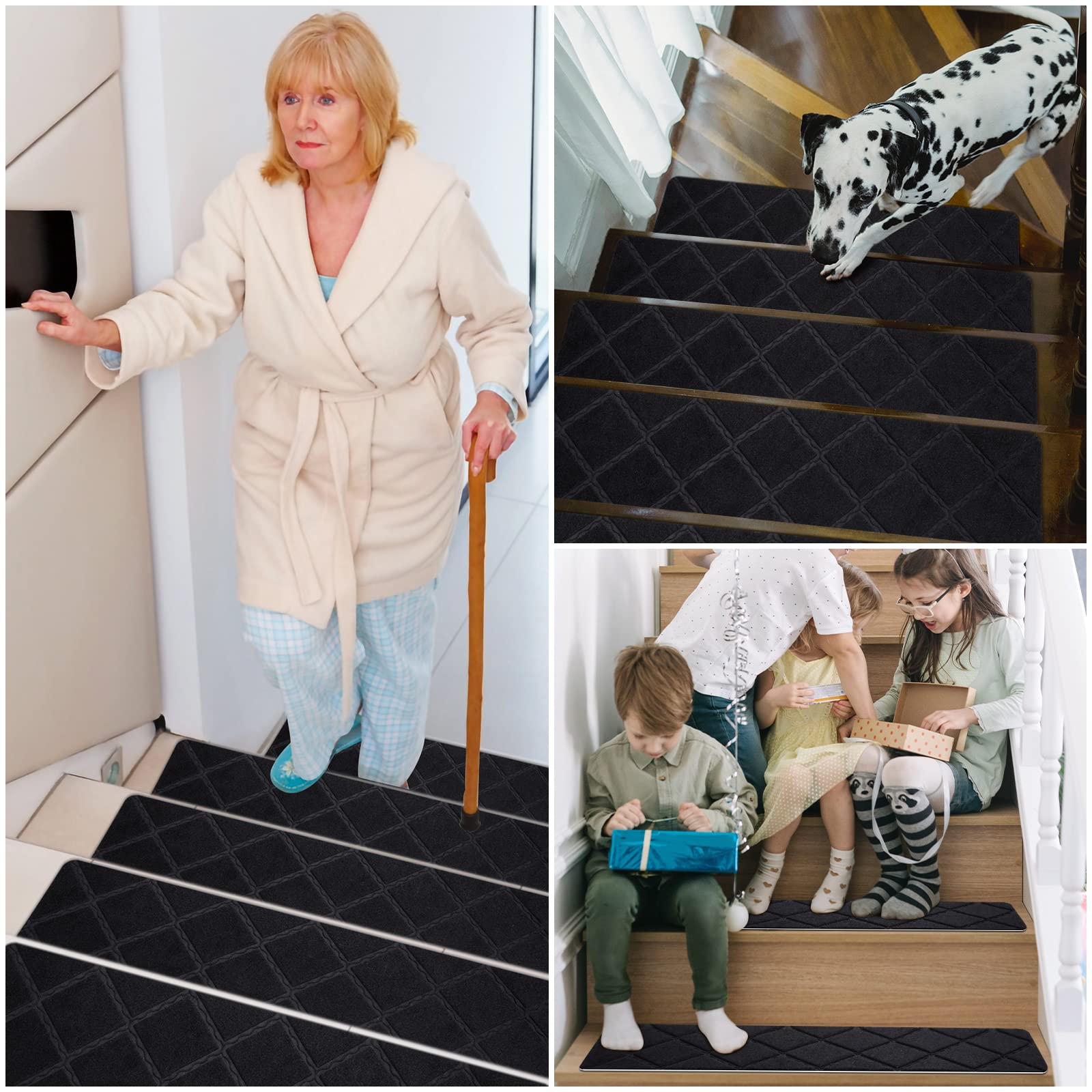 Gmonby escena doméstica con niño usando escalera y mayor seguridad visible