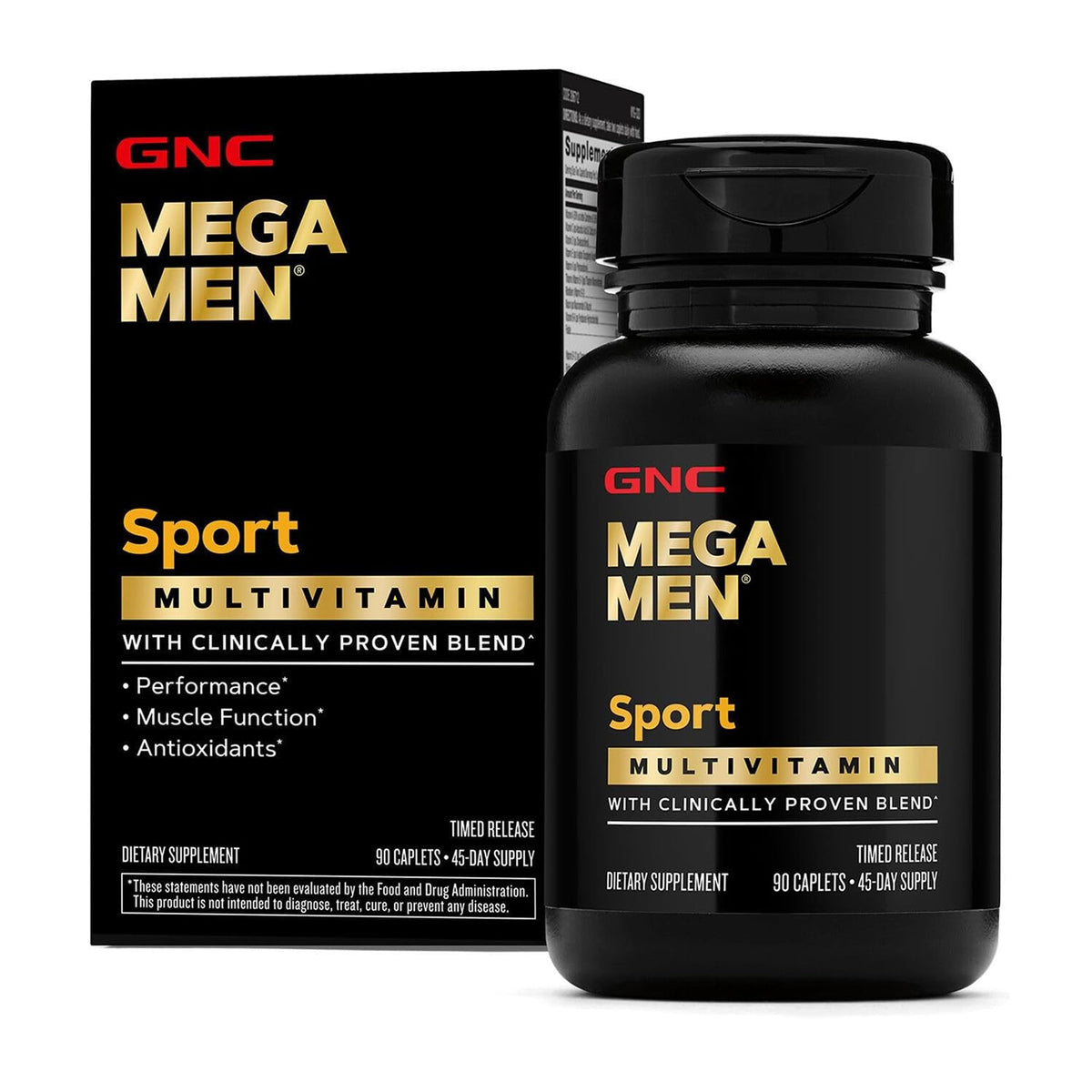 GNC Mega Men Sport front packaging showing bottle and label for easy identification and benefits