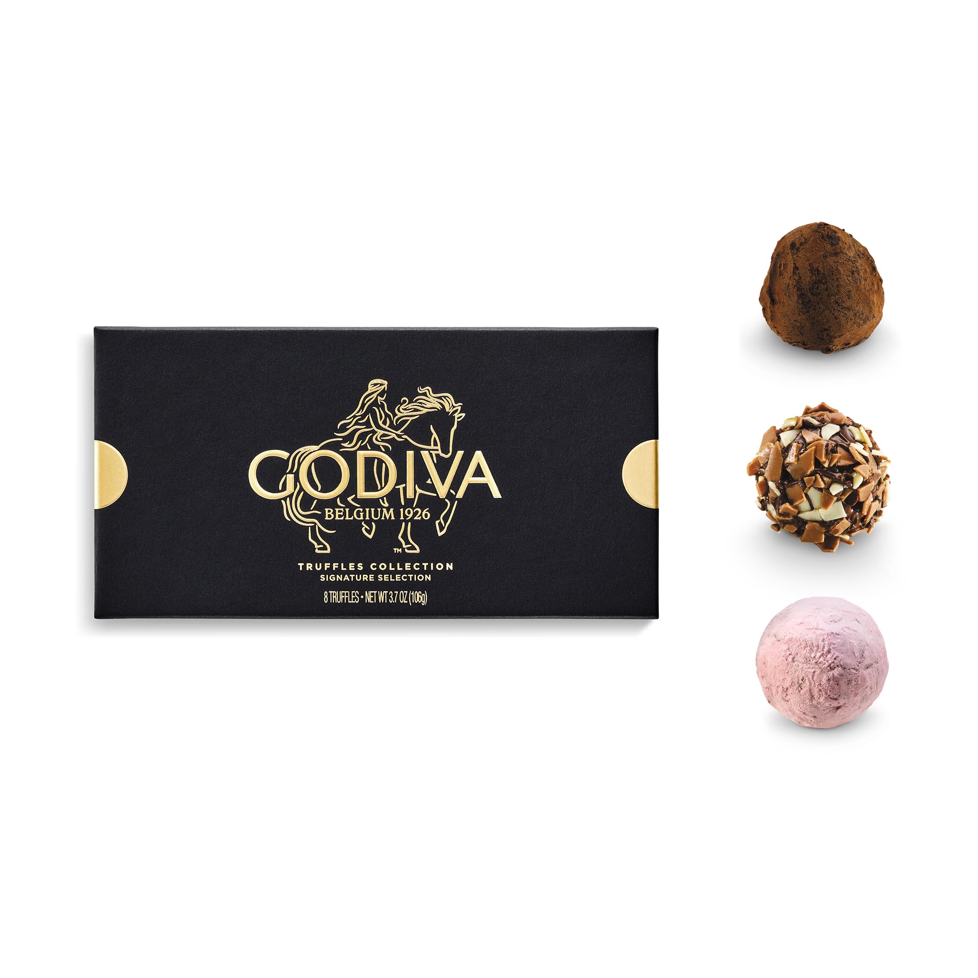 Godiva trufa en primer plano mostrando textura cremosa y ganache