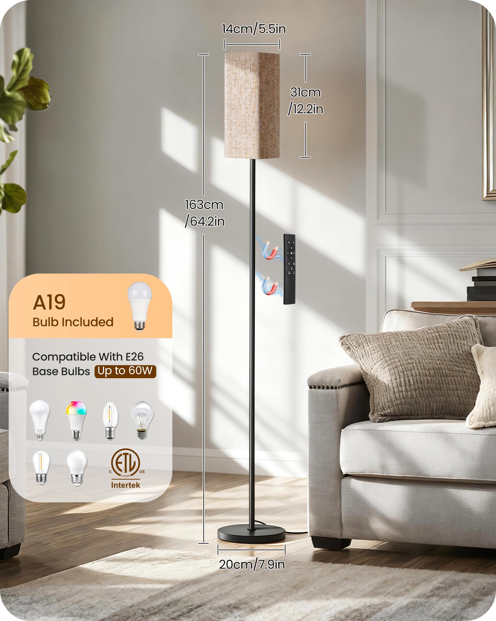 GOEBLESON bombilla A19 10W incluida, luz inmediata y eficiente