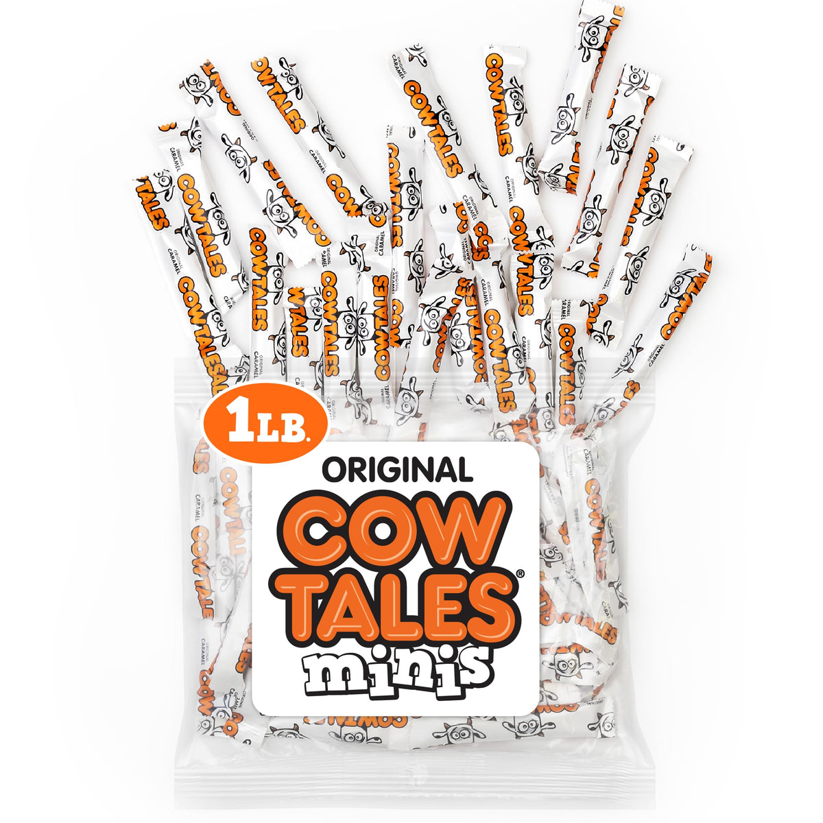 Goetze's bolsa frontal de Cow Tales Minis vainilla mostrando presentación y marca