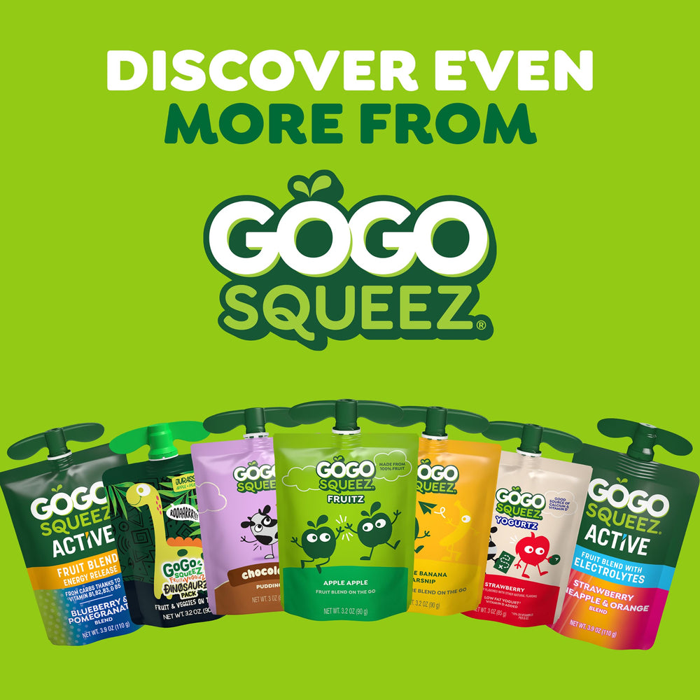 GoGo SqueeZ familia en mesa disfrutando yogurt como snack saludable