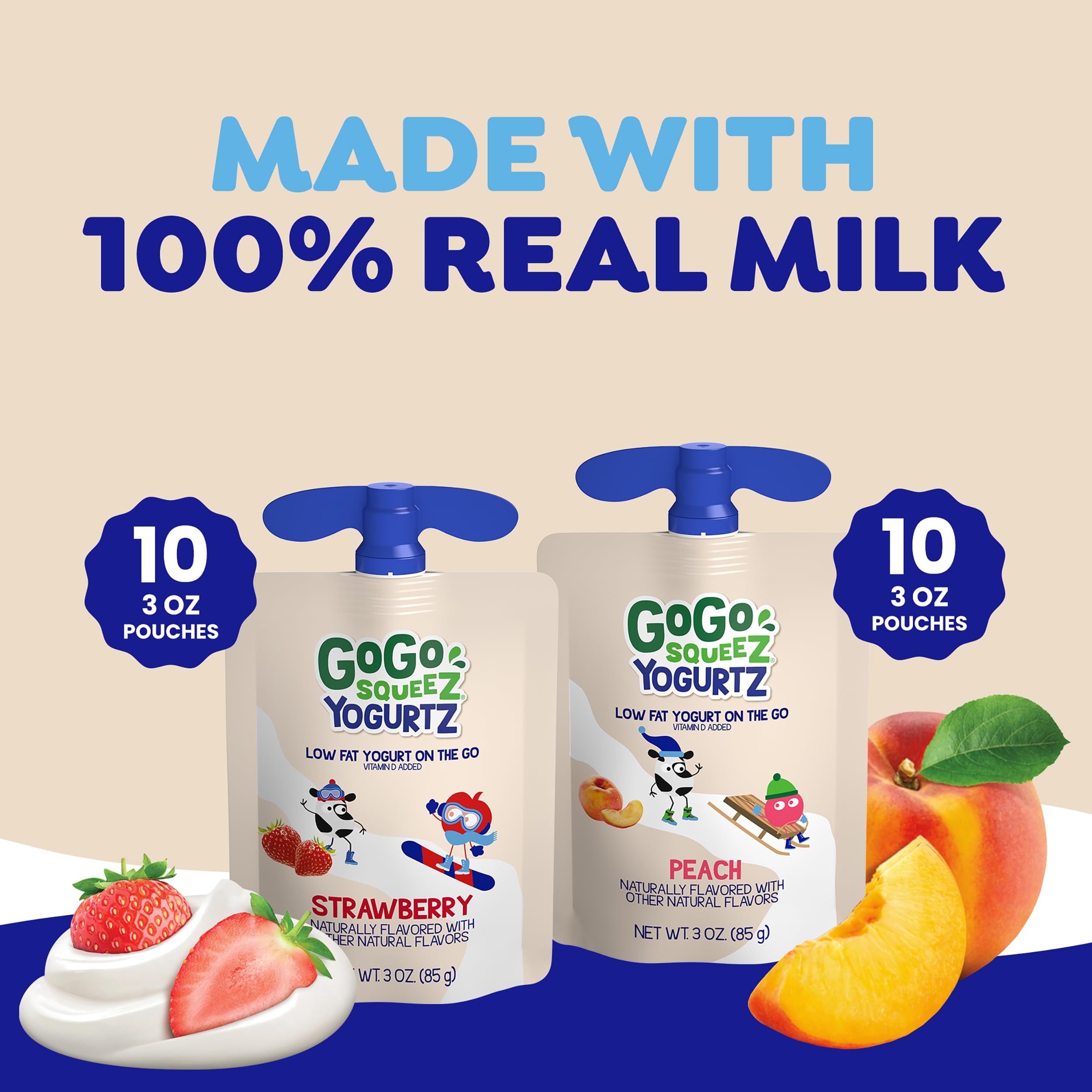 GoGo SqueeZ textura del yogurt en pouch destacando cremosidad