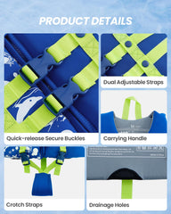 Gogokids adjustable crotch strap detail preventing vest ride-up for secure wear