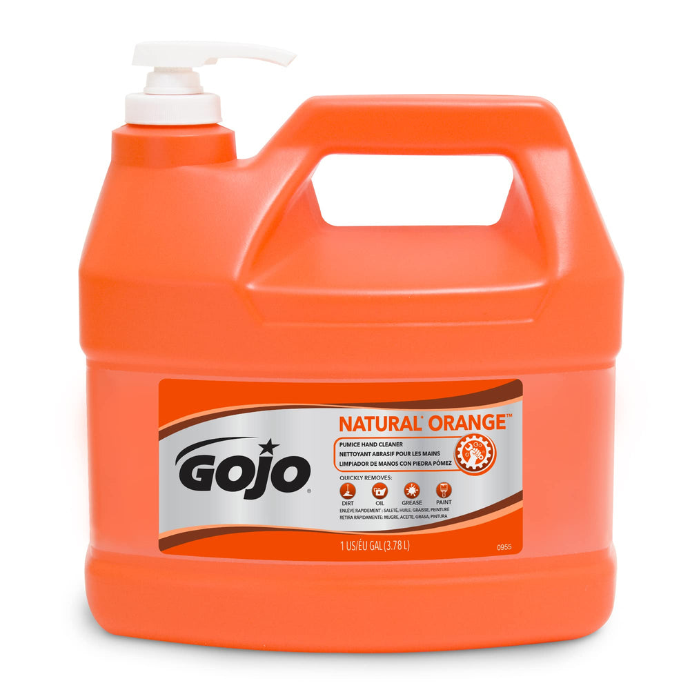 GOJO botella con bomba frontal, dispensación controlada para talleres