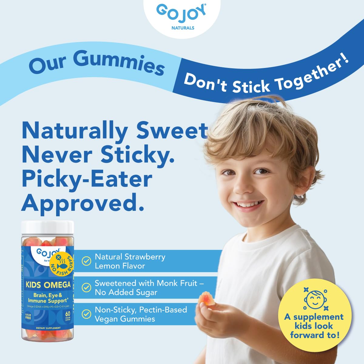 GOJOY NATURALS interior de gomita tras mordida, sin regusto a pescado