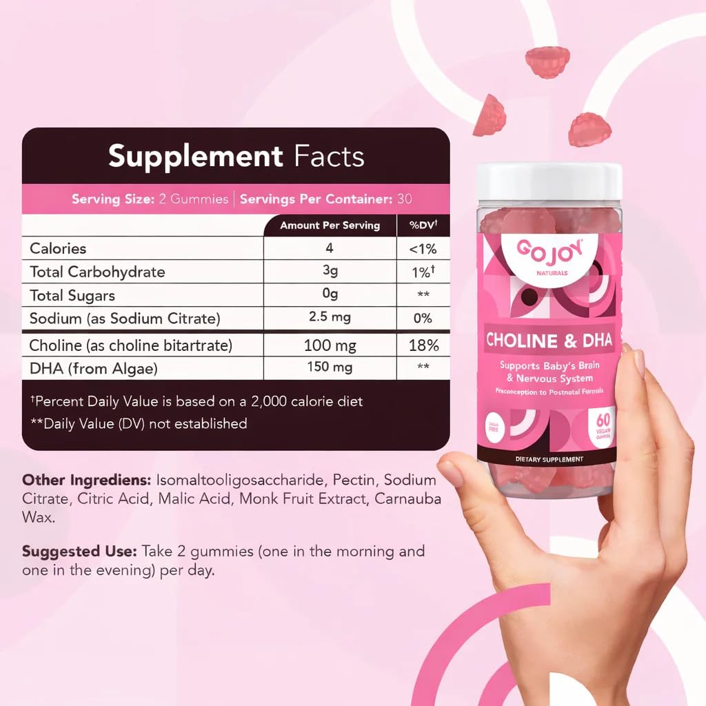 GOJOY NATURALS mujer embarazada tomando gomita, apoyo convenientemente diario