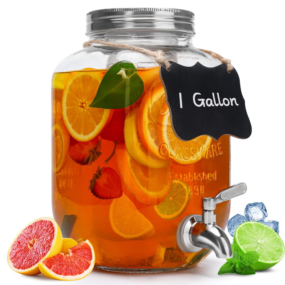 Goldfishwa dispensador de vidrio frontal con tapa, presentación elegante