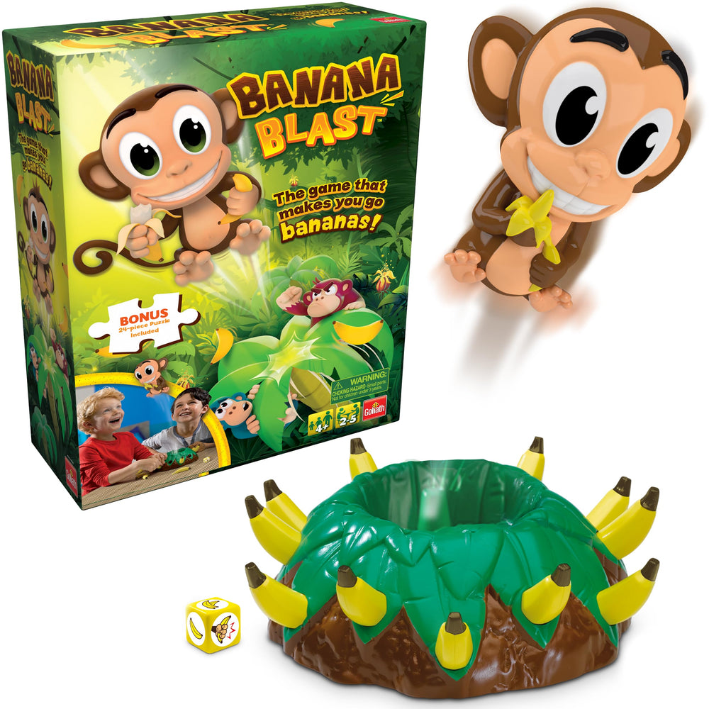 Goliath vista frontal del juego mostrando árbol y plátanos, emoción instantánea