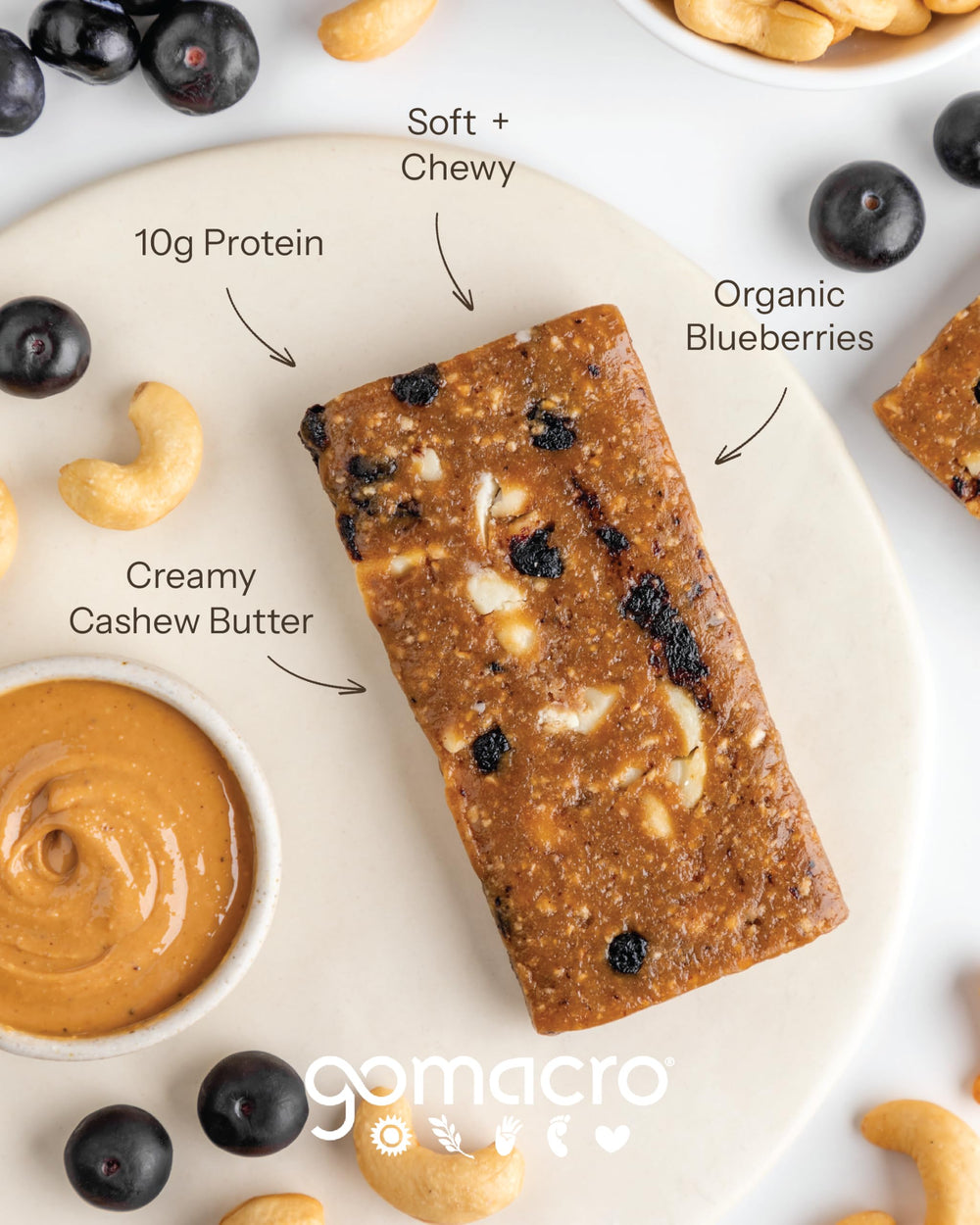 GoMacro bar in hand demonstrating portable size and convenient fuel