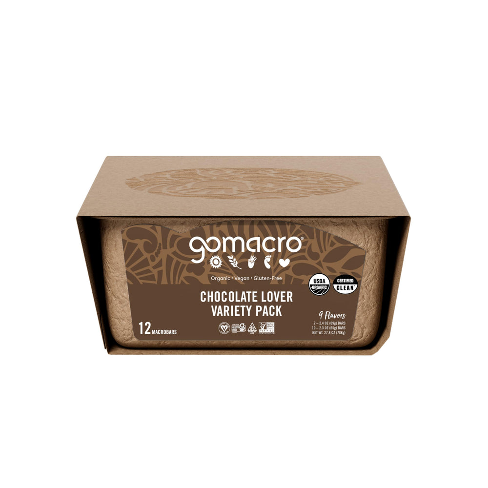 GoMacro etiqueta con certificaciones orgánico y vegano, confianza clara
