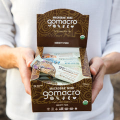 GoMacro close-up of bar texture highlighting wholesome ingredients