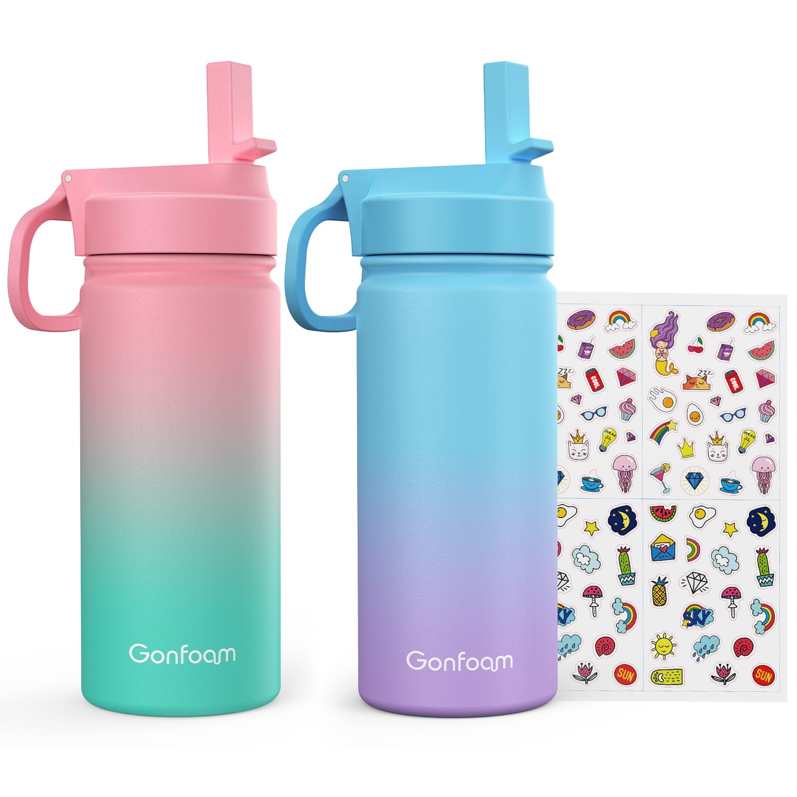 Gonfoam vista frontal del pack de 2 botellas, aspecto seguro y colorido