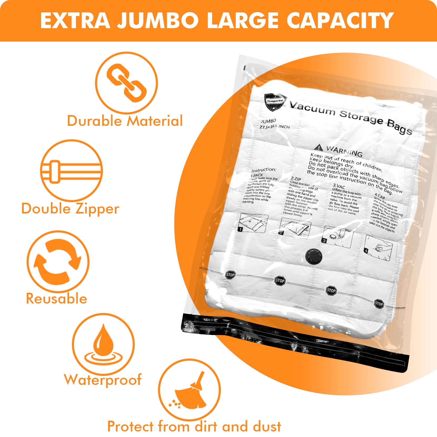 GONGSHI size comparison with hand showing bag scale and packing clarity